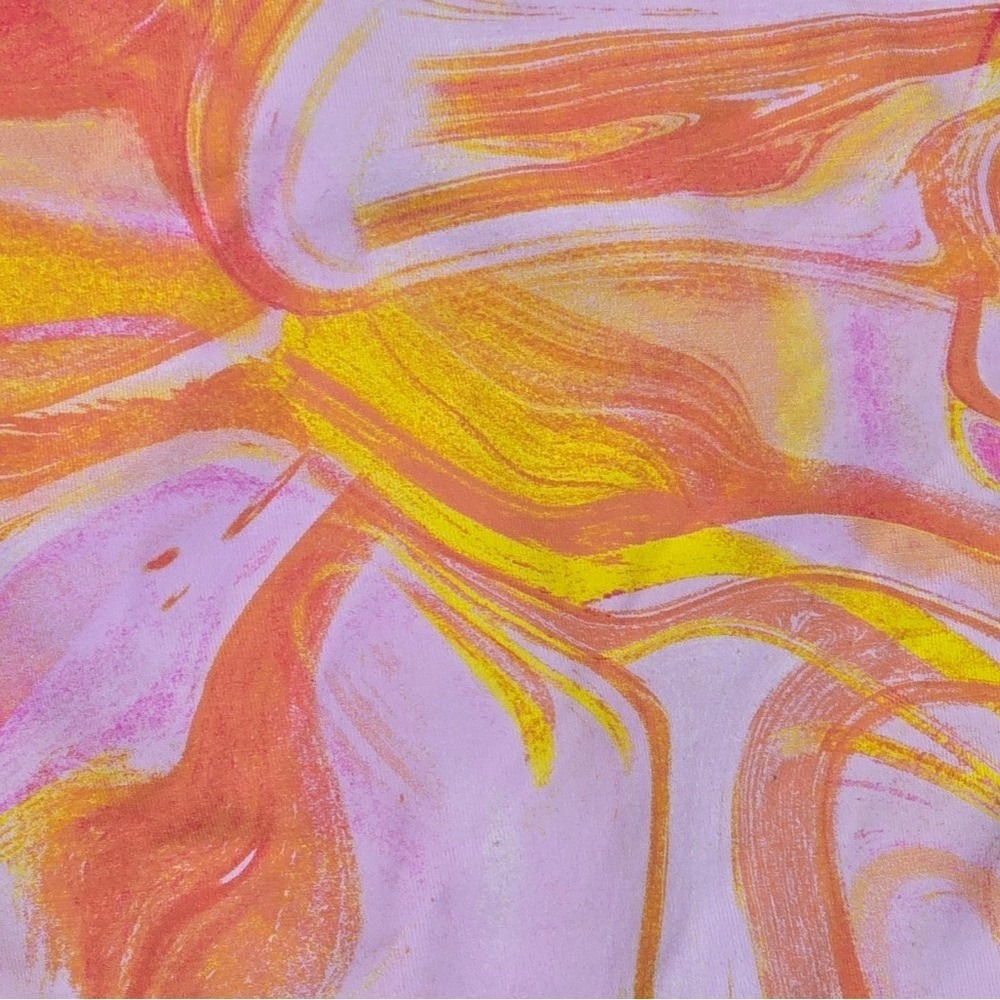 AQUA Pink Orange White Swirl One Shoulder Bikini Top Bottom Set Medium - Picture 4 of 8